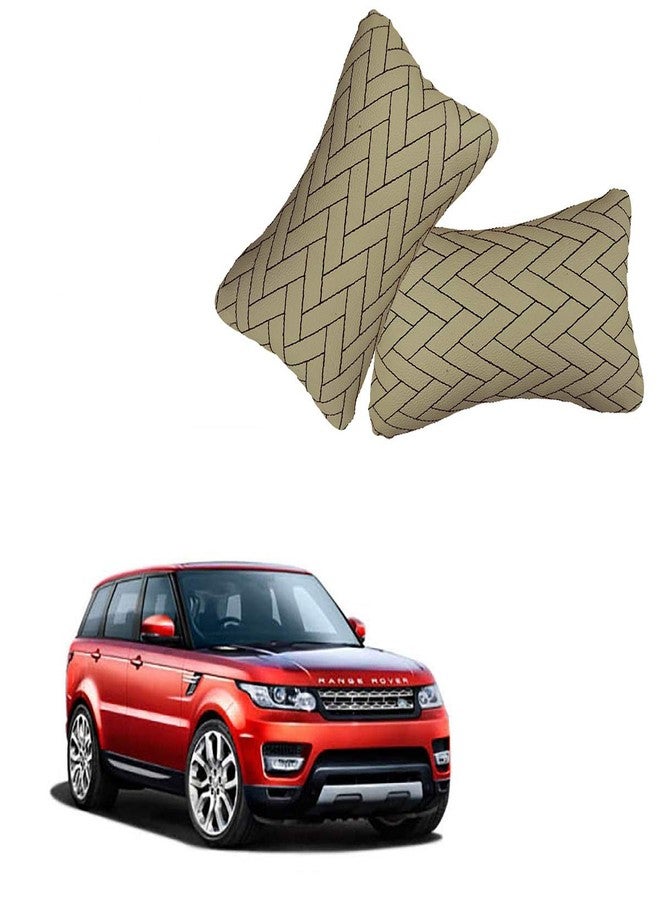 AdroitZ Beige Leathertte Material Neck Rest Cushion in Zig-Zag Design for Car _2152 - Image 1